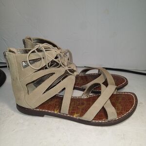 Sam Edelman Katya Beige Zip Up Gladiator Sandals Women's sz 6.5M